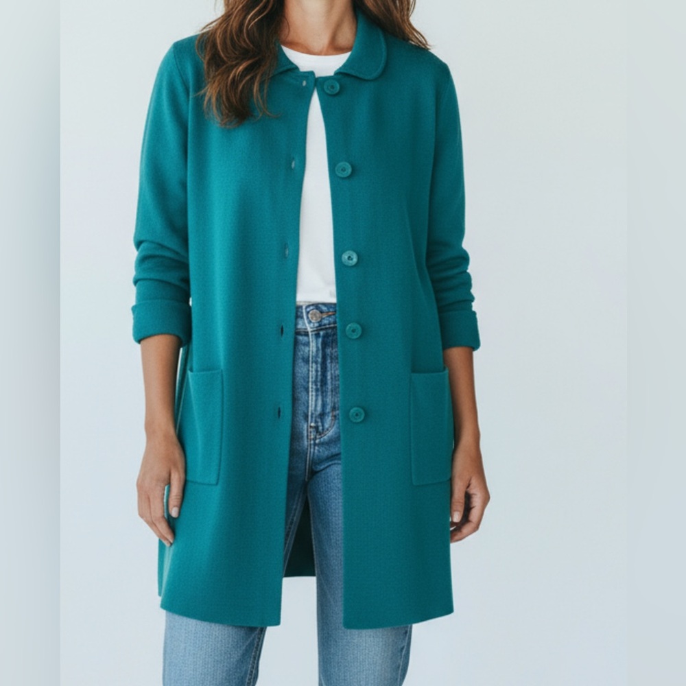 NWT Banana Republic Turquoise Jacket /Sweater Cardigan size M ( 100% cotton )